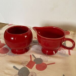Fiestaware Scarlet Creamer and Sugar Bowl